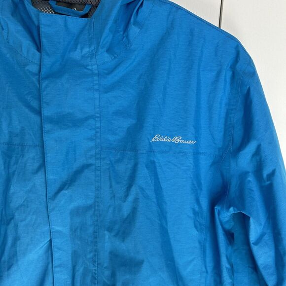 Eddie Bauer Lightweight Hooded Windbreaker Jacket Kids Size L (14) Blue Pockets - Picture 2 of 9